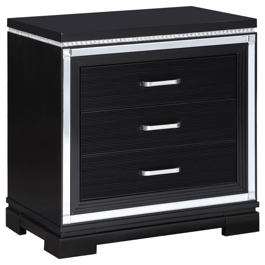 Eleanor Upholstered Tufted Bedroom Set Silver and Black Coaster Eastern King, 4 Piece FredCo