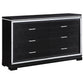 Eleanor Upholstered Tufted Bedroom Set Silver and Black Coaster Eastern King, 5 Piece FredCo