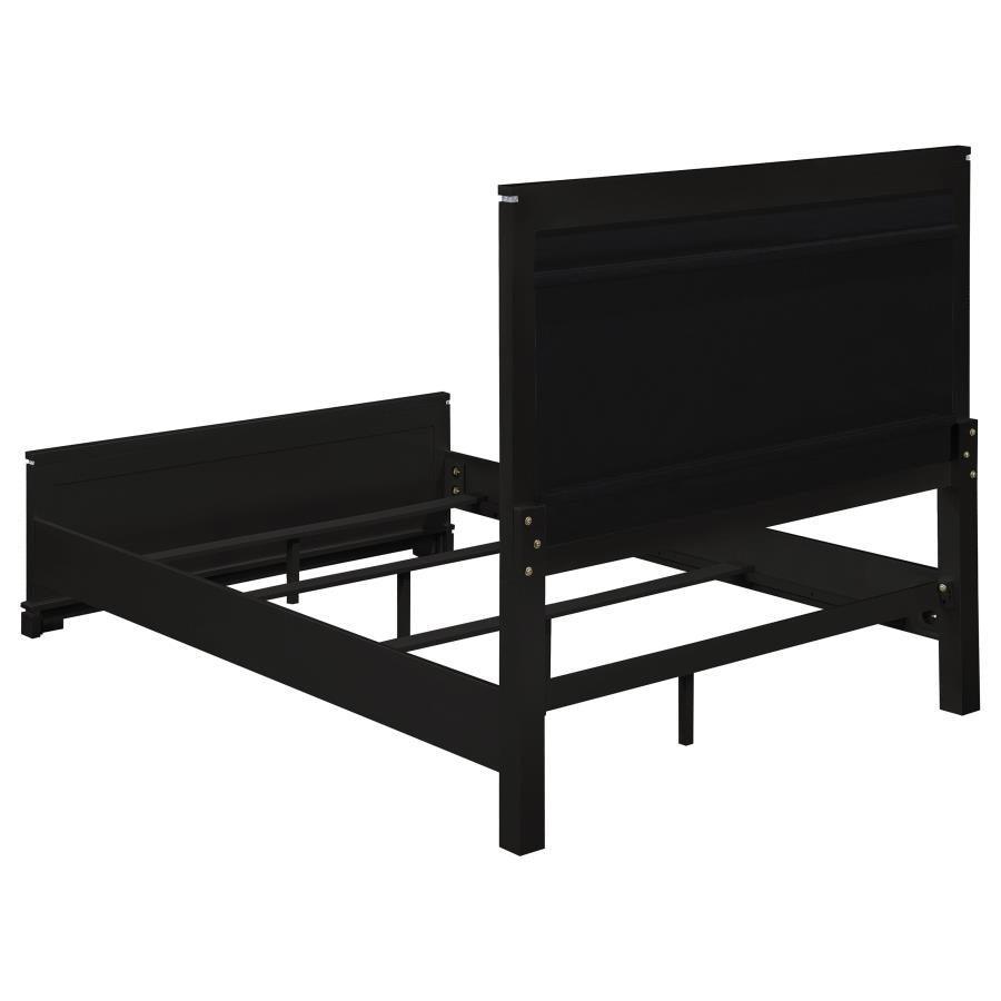 Eleanor Upholstered Tufted Bedroom Set Silver and Black Coaster Queen, 4 Piece FredCo