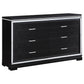 Eleanor Upholstered Tufted Bedroom Set Silver and Black Coaster Queen, 5 Piece FredCo