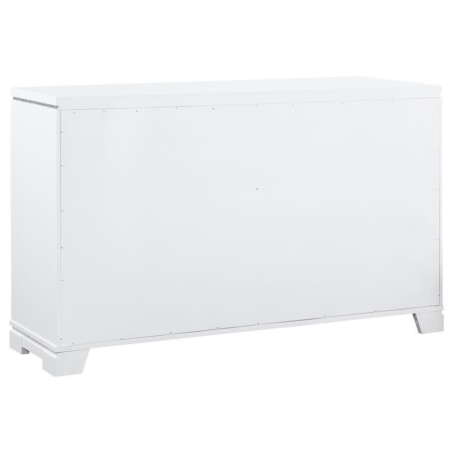 Eleanor Upholstered Tufted Bedroom Set White Coaster Queen, 4 Piece FredCo