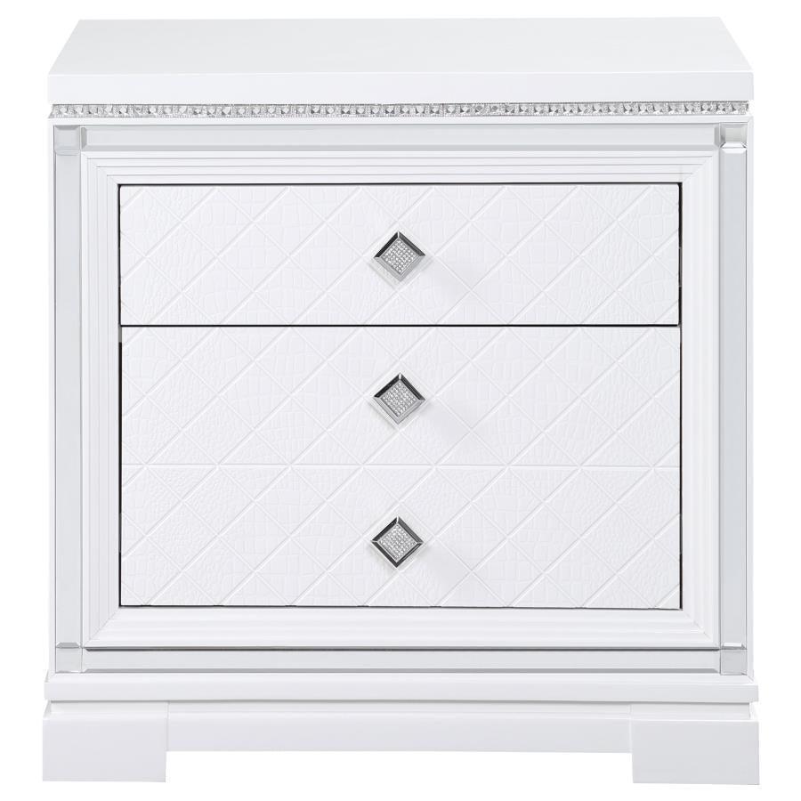 Eleanor Upholstered Tufted Bedroom Set White Coaster Queen, 4 Piece FredCo
