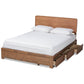 Eleni Modern and Contemporary Transitional Ash Walnut Brown Finished Wood Full Size 3-Drawer Platform Storage Bed FredCo