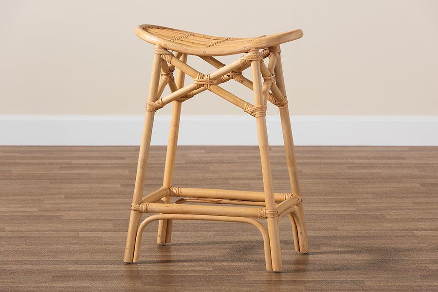 Elgon Modern Bohemian Natural Brown Rattan Counter Stool FredCo