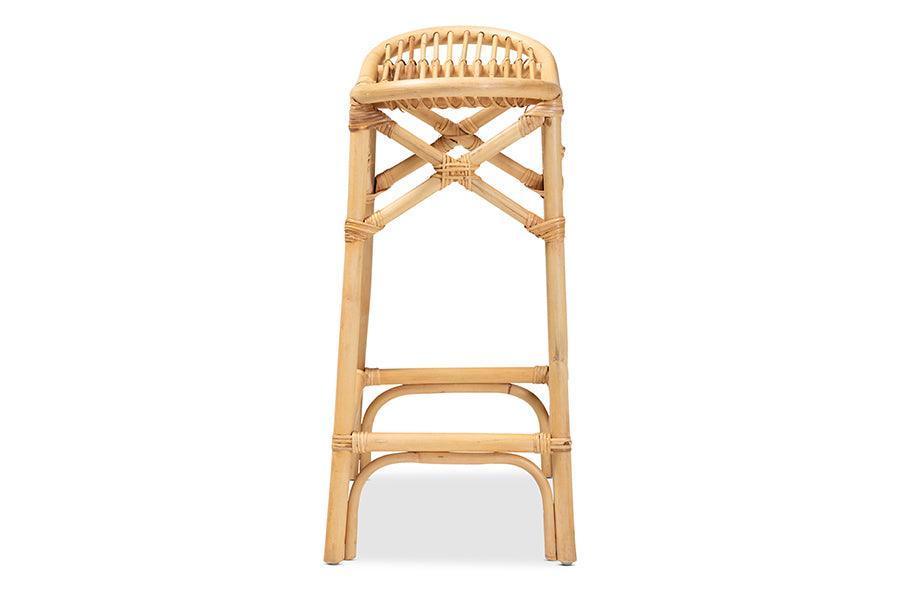 Elgon Modern Bohemian Natural Brown Rattan Counter Stool FredCo
