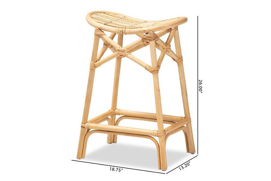 Elgon Modern Bohemian Natural Brown Rattan Counter Stool FredCo