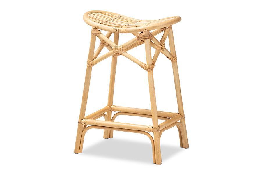 Elgon Modern Bohemian Natural Brown Rattan Counter Stool FredCo