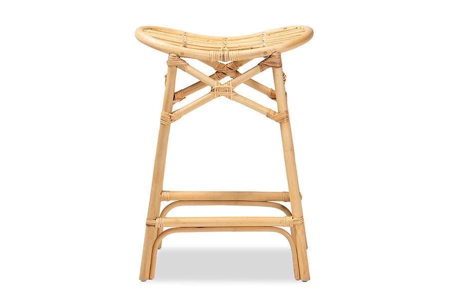 Elgon Modern Bohemian Natural Brown Rattan Counter Stool FredCo