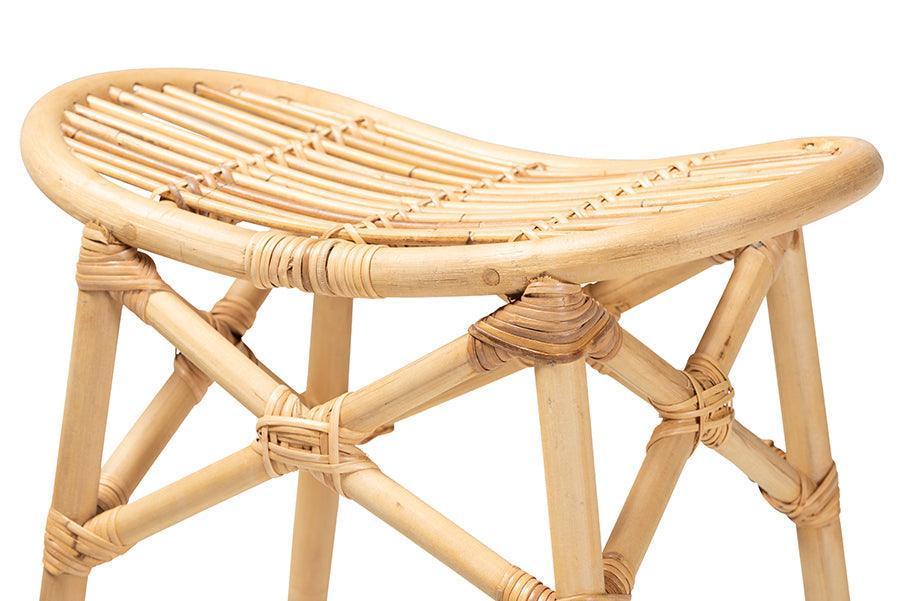 Elgon Modern Bohemian Natural Brown Rattan Counter Stool FredCo