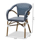 Eliane Classic French Indoor and Outdoor Navy and White Bamboo Style Stackable Bistro Dining Chair Set of 2 FredCo