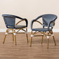 Eliane Classic French Indoor and Outdoor Navy and White Bamboo Style Stackable Bistro Dining Chair Set of 2 FredCo