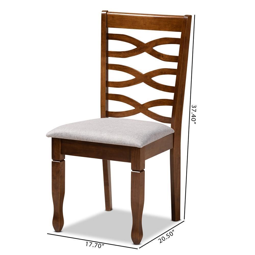 Elijah Modern and Contemporary Grey Fabric Upholstered and Walnut Brown Finished Wood 4-Piece Dining Chair Set FredCo