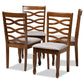 Elijah Modern and Contemporary Grey Fabric Upholstered and Walnut Brown Finished Wood 4-Piece Dining Chair Set FredCo