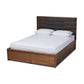 Elin Modern and Contemporary Dark Grey Fabric Upholstered Walnut Finished Wood Queen Size Platform Storage Bed with Six Drawers FredCo