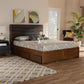 Elin Modern and Contemporary Dark Grey Fabric Upholstered Walnut Finished Wood Queen Size Platform Storage Bed with Six Drawers FredCo