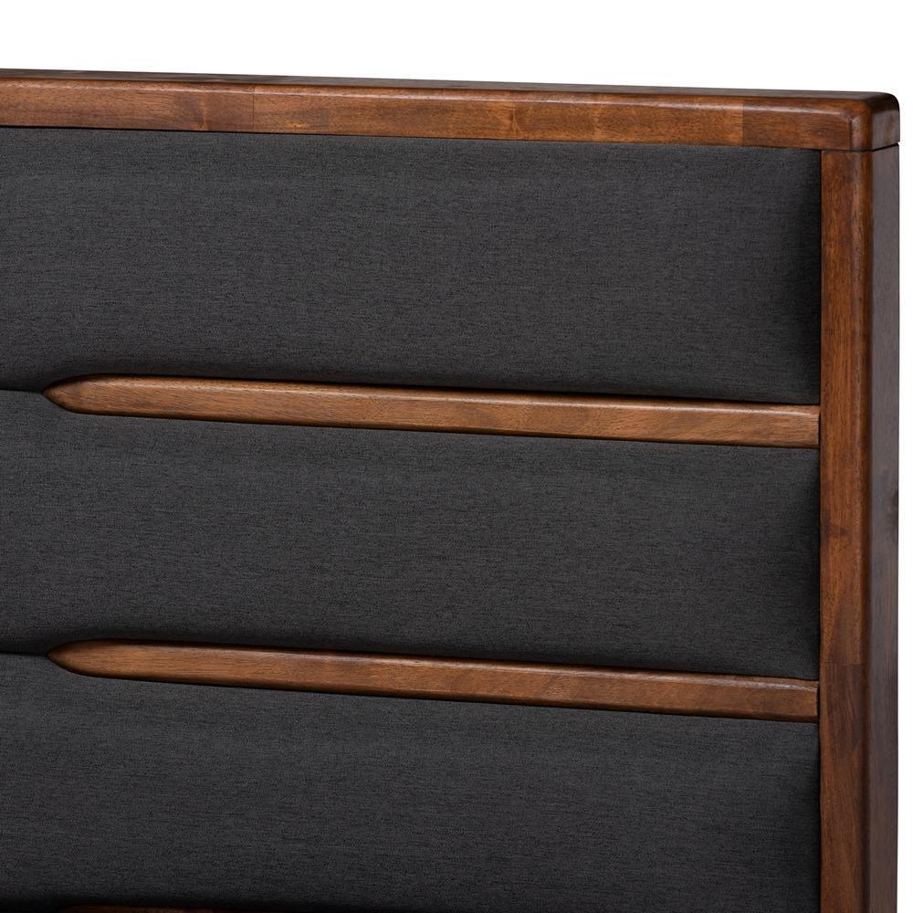 Elin Modern and Contemporary Dark Grey Fabric Upholstered Walnut Finished Wood Queen Size Platform Storage Bed with Six Drawers FredCo