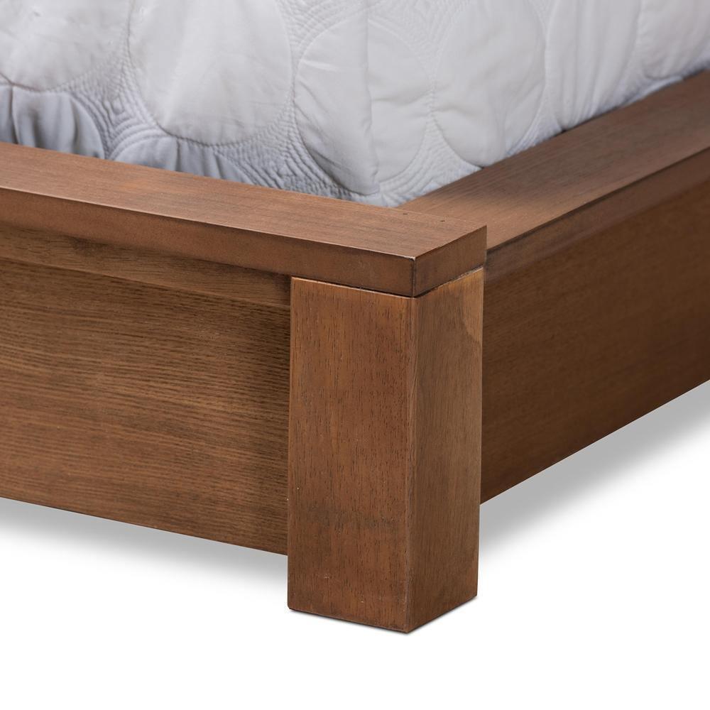 Elina Modern and Contemporary Walnut Brown Finished Wood King Size Platform Storage Bed with Shelves FredCo