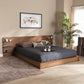 Elina Modern and Contemporary Walnut Brown Finished Wood King Size Platform Storage Bed with Shelves FredCo