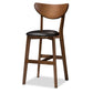 Eline Mid-Century Modern Black Faux Leather Upholstered Walnut Finished 5-Piece Pub Set FredCo