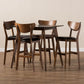 Eline Mid-Century Modern Black Faux Leather Upholstered Walnut Finished 5-Piece Pub Set FredCo