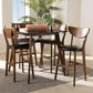 Eline Mid-Century Modern Black Faux Leather Upholstered Walnut Finished 5-Piece Pub Set FredCo