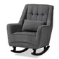 Elisa Modern and Contemporary Grey Fabric Upholstered and Dark Brown Finished Wood Rocking Chair FredCo
