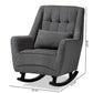 Elisa Modern and Contemporary Grey Fabric Upholstered and Dark Brown Finished Wood Rocking Chair FredCo