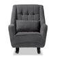 Elisa Modern and Contemporary Grey Fabric Upholstered and Dark Brown Finished Wood Rocking Chair FredCo