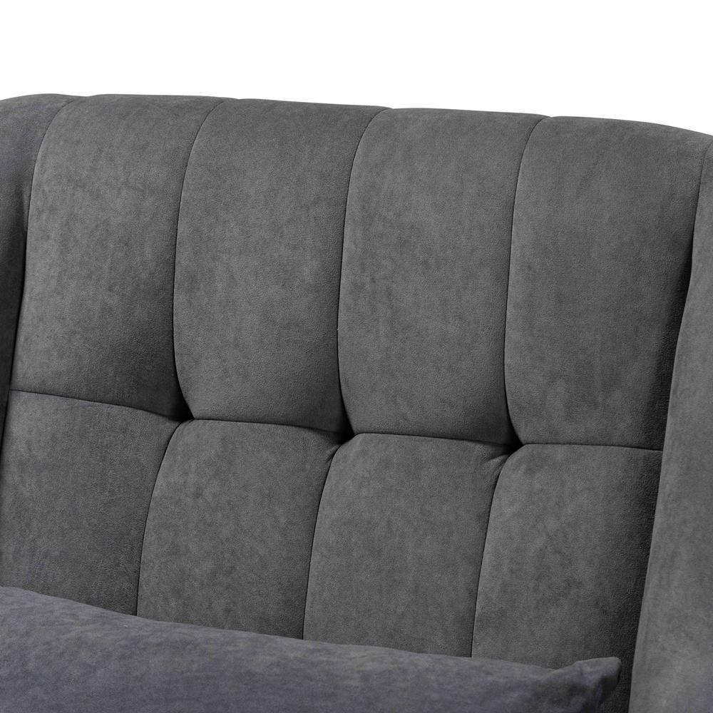 Elisa Modern and Contemporary Grey Fabric Upholstered and Dark Brown Finished Wood Rocking Chair FredCo
