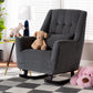Elisa Modern and Contemporary Grey Fabric Upholstered and Dark Brown Finished Wood Rocking Chair FredCo