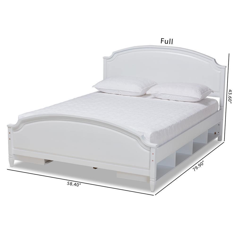 Elise Classic and Traditional Transitional White Finished Wood Queen Size Storage Platform Bed FredCo