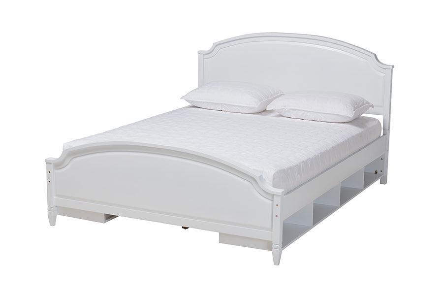 Elise Classic and Transitional White Finished Wood Full Size 4-Piece Bedroom Set FredCo
