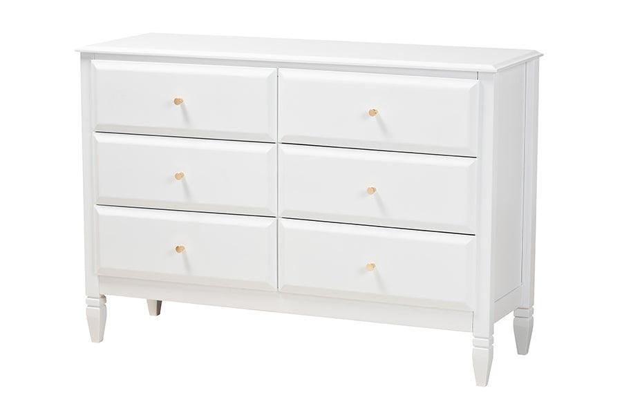 Elise Classic and Transitional White Finished Wood Full Size 4-Piece Bedroom Set FredCo