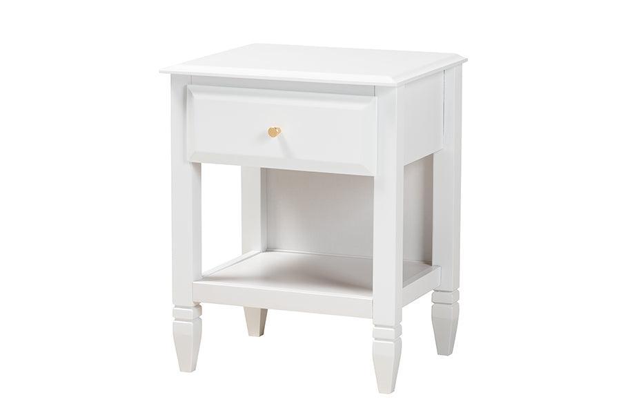 Elise Classic and Transitional White Finished Wood Full Size 4-Piece Bedroom Set FredCo