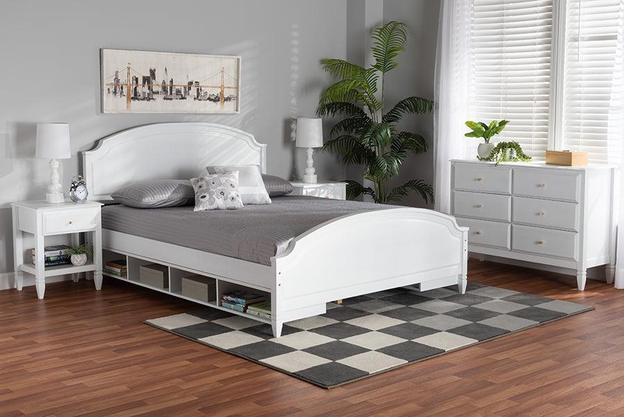 Elise Classic and Transitional White Finished Wood Full Size 4-Piece Bedroom Set FredCo