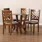Elise Modern and Contemporary Grey Fabric Upholstered and Walnut Brown Finished Wood 5-Piece Dining Set FredCo