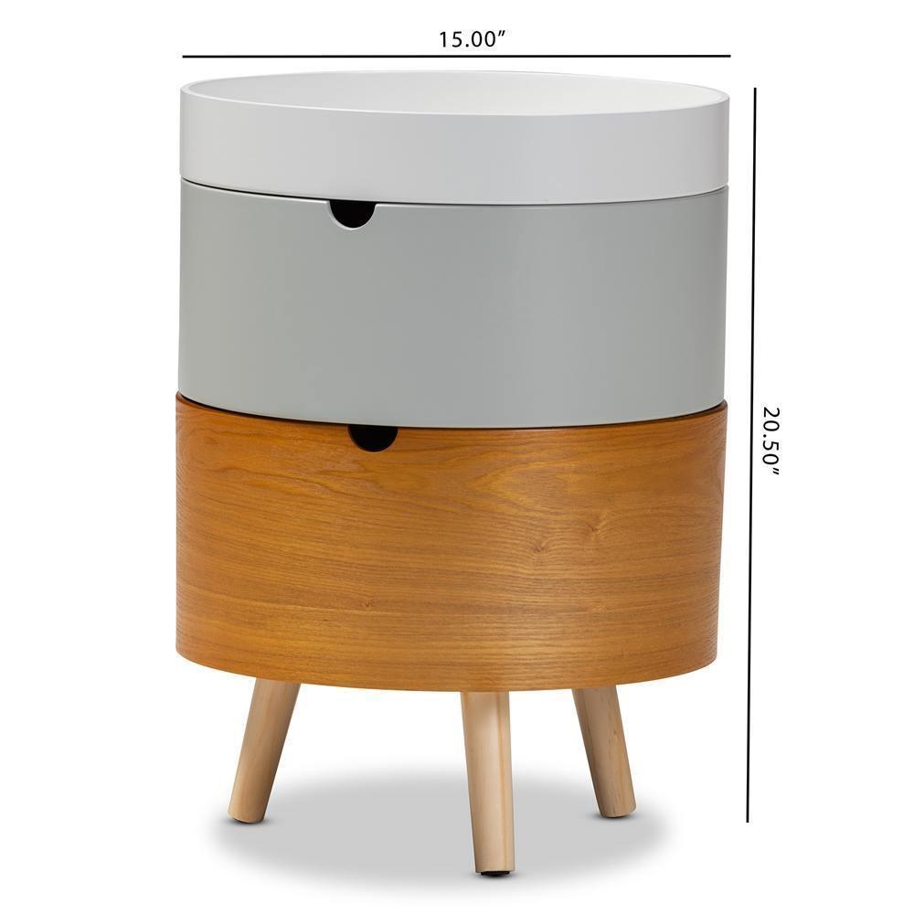 Elison Mid-Century Modern Multi Color 3-Tier Wood Nightstand FredCo