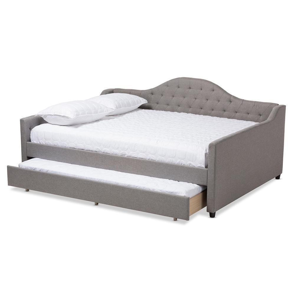 Eliza Modern and Contemporary Grey Fabric Upholstered Full Size Daybed with Trundle FredCo