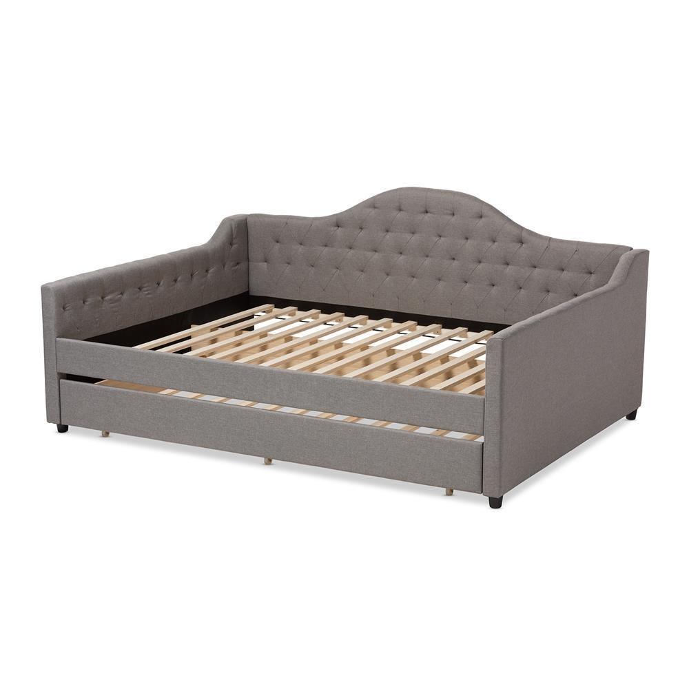 Eliza Modern and Contemporary Grey Fabric Upholstered Full Size Daybed with Trundle FredCo