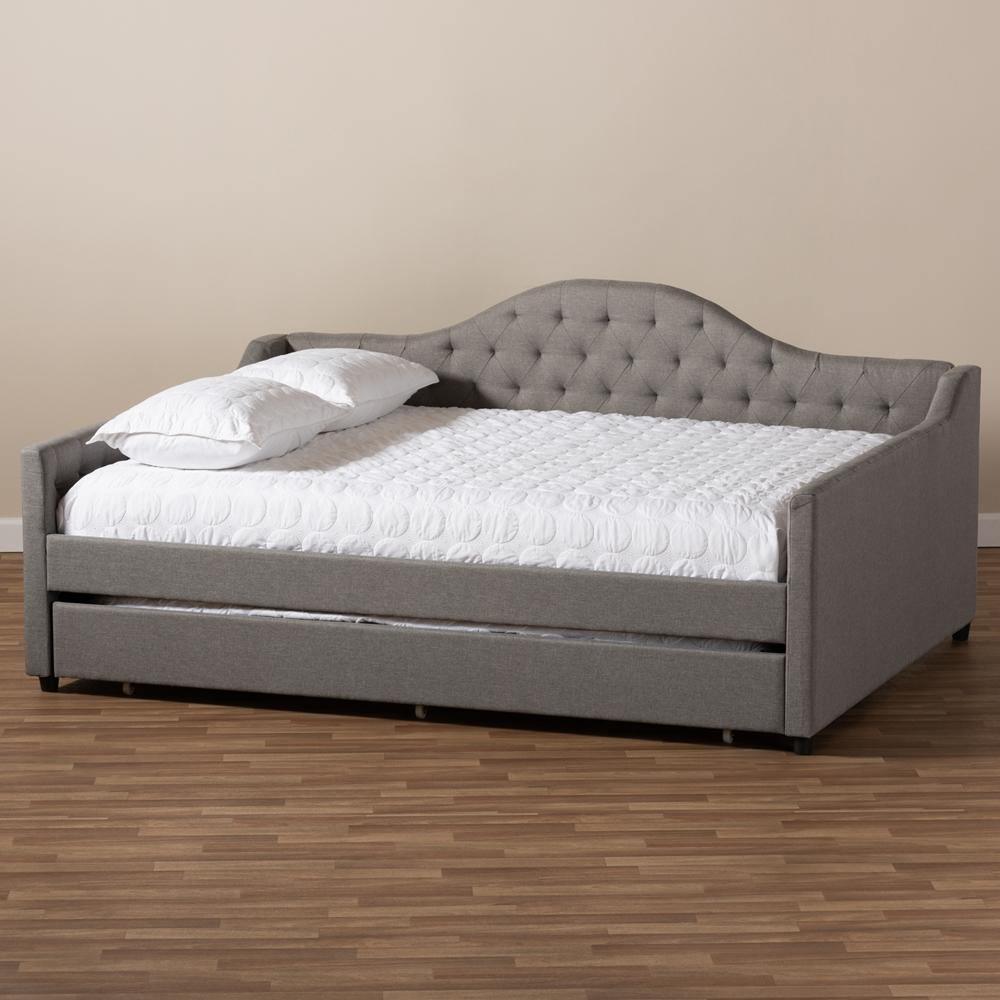 Eliza Modern and Contemporary Grey Fabric Upholstered Full Size Daybed with Trundle FredCo