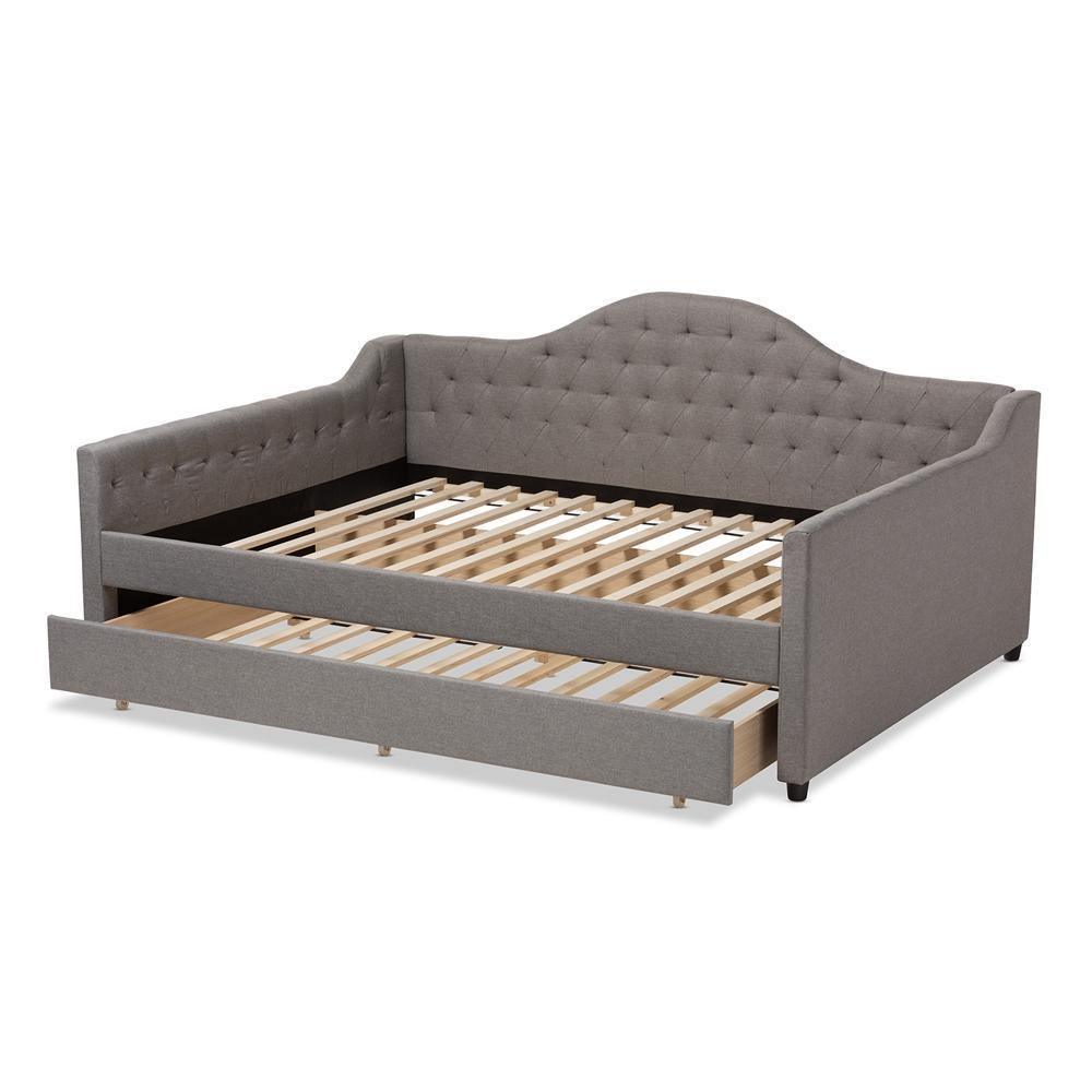 Eliza Modern and Contemporary Grey Fabric Upholstered Full Size Daybed with Trundle FredCo