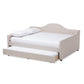 Eliza Modern and Contemporary Light Beige Fabric Upholstered Full Size Daybed with Trundle FredCo