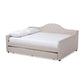 Eliza Modern and Contemporary Light Beige Fabric Upholstered Full Size Daybed with Trundle FredCo