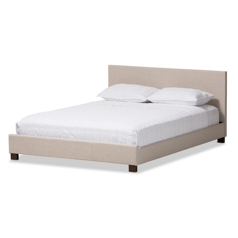 Elizabeth Modern and Contemporary Beige Fabric Upholstered Panel-Stitched Full Size Platform Bed FredCo