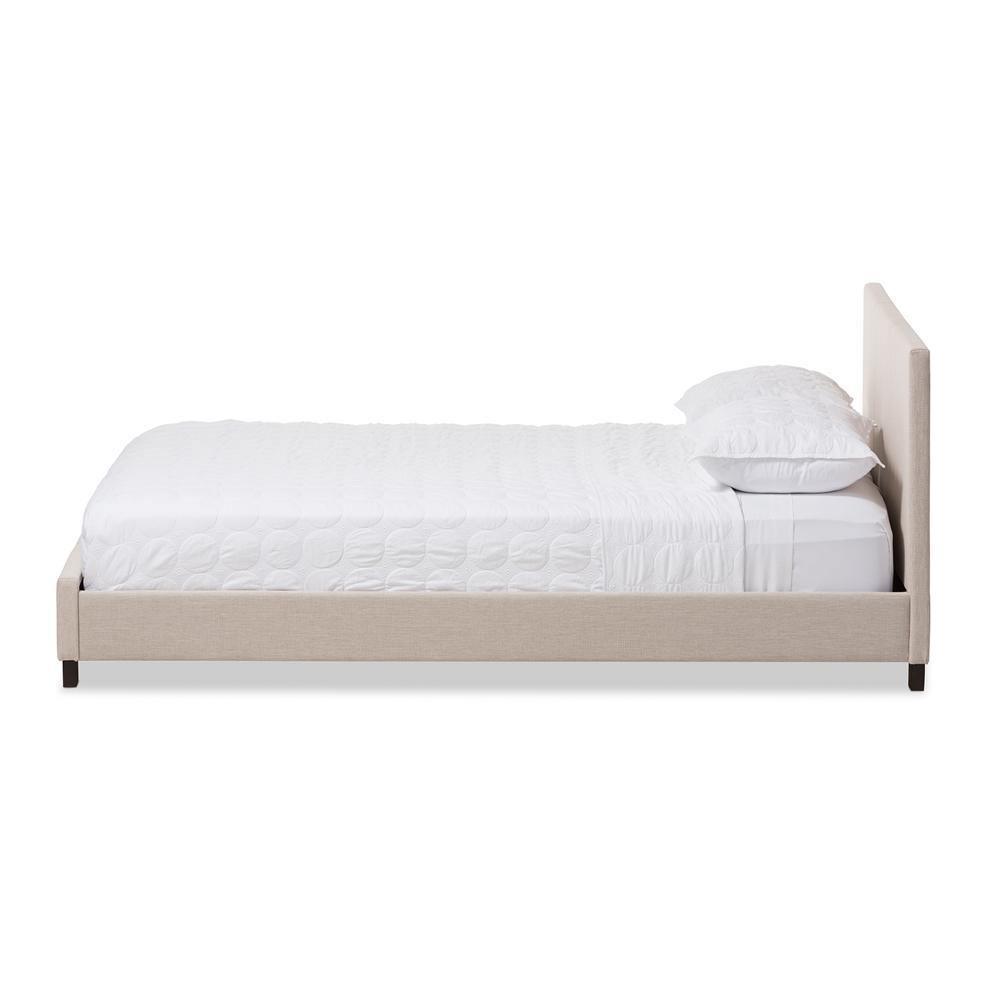 Elizabeth Modern and Contemporary Beige Fabric Upholstered Panel-Stitched Full Size Platform Bed FredCo