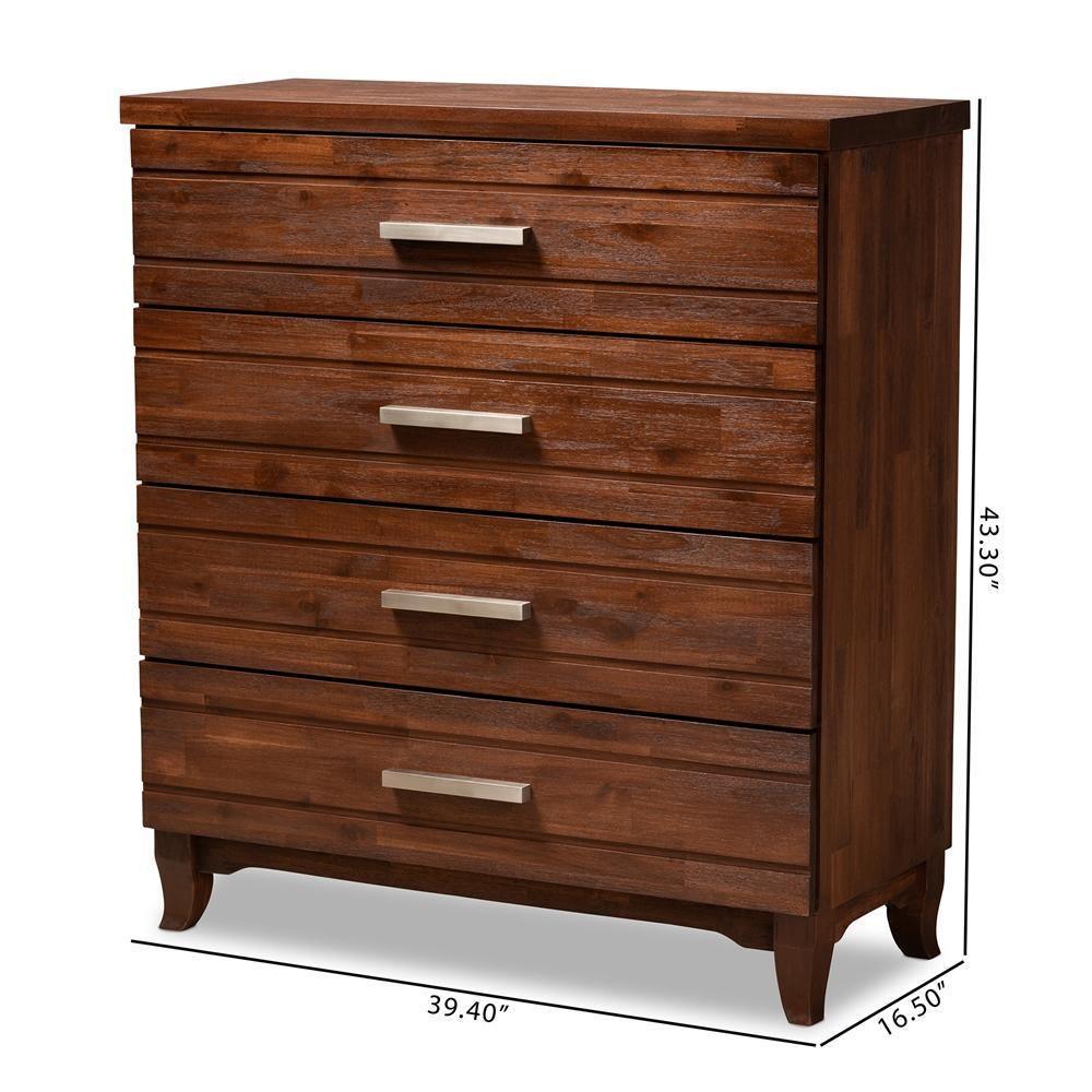 Ella Modern and Contemporary Warm Oak Brown Finished Wood 4-Drawer Chest FredCo