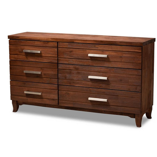 Ella Modern and Contemporary Warm Oak Brown Finished Wood 6-Drawer dresser FredCo