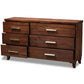 Ella Modern and Contemporary Warm Oak Brown Finished Wood 6-Drawer dresser FredCo