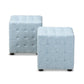 Elladio Modern and Contemporary Light Blue Fabric Upholstered Tufted Cube Ottoman (Set of 2) FredCo