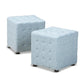 Elladio Modern and Contemporary Light Blue Fabric Upholstered Tufted Cube Ottoman (Set of 2) FredCo